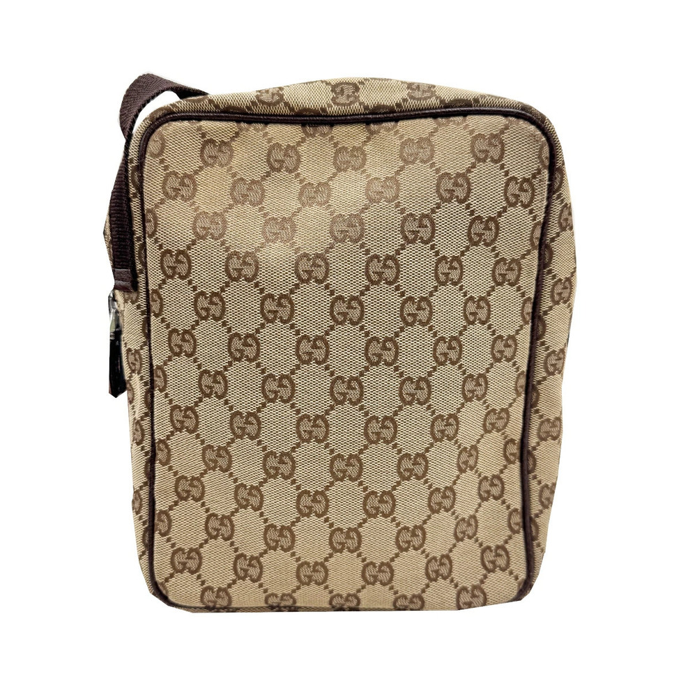 GUCCI Shoulder Bag GG Canvas Brown Leather Messenger Daily